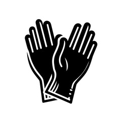 Obraz premium Rubber gloves illustration in black and white design on a transparent background