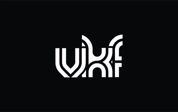VKF Creative Unique Modern Letter Logo Design. Stylized logo featuring a unique letter design, presenting abstract minimalist aesthetics and modern appeal.