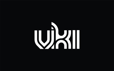 Obraz premium VKI Creative Unique Modern Letter Logo Design. Stylized logo featuring a unique letter design, presenting abstract minimalist aesthetics and modern appeal.