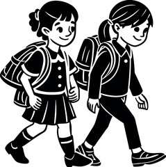 Fototapeta premium Back to school flat vector illustration children.