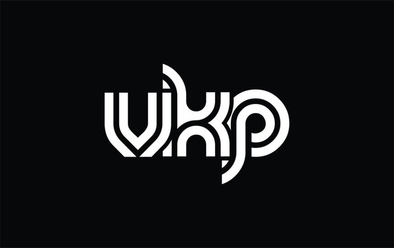 VKP Creative Unique Modern Letter Logo Design. Stylized logo featuring a unique letter design, presenting abstract minimalist aesthetics and modern appeal.