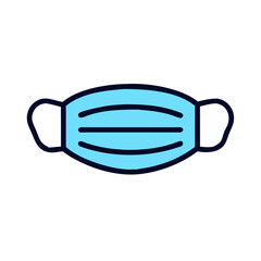 Light Blue Face Mask on Black Background Illustration