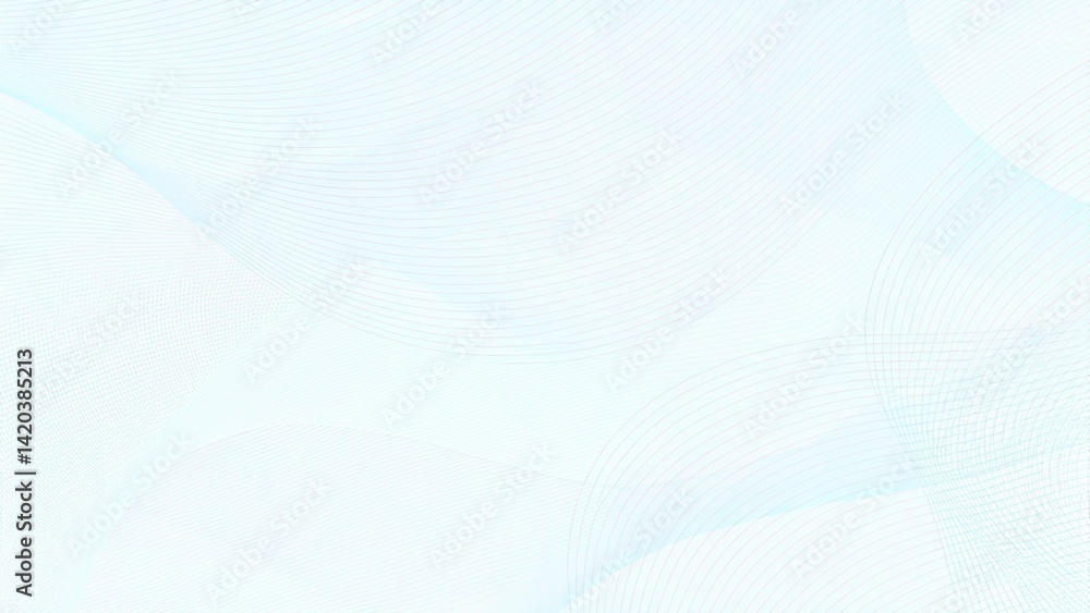 Poster light blue, cyan waves. sea, streaming water concept. flowing subtle curves. line art pattern. techn