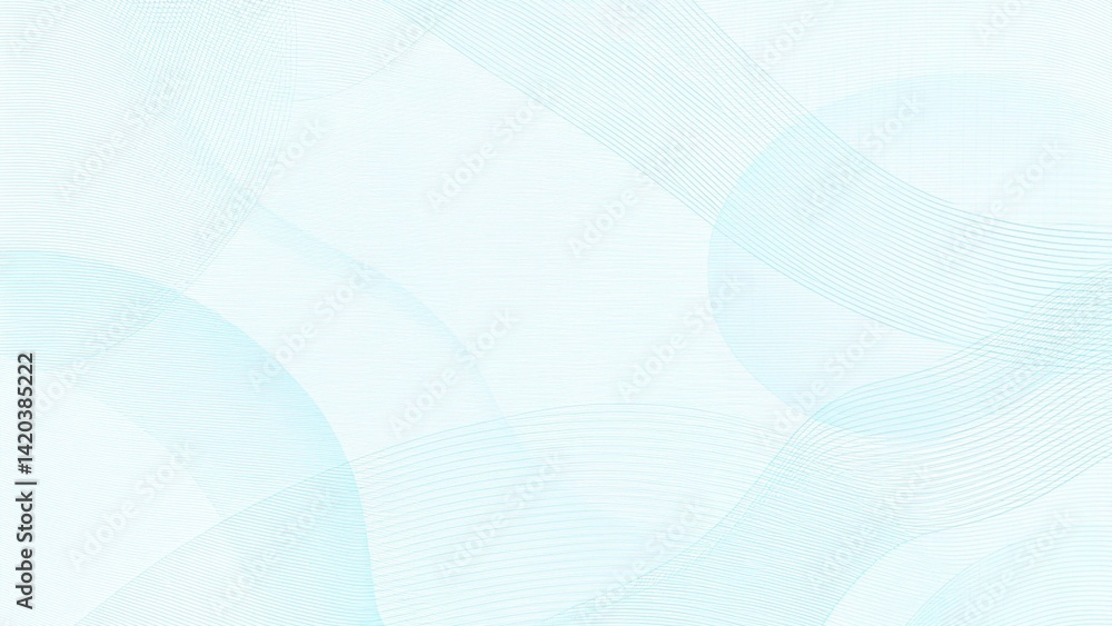 Poster light blue, cyan waves. sea, streaming water concept. flowing subtle curves. line art pattern. techn