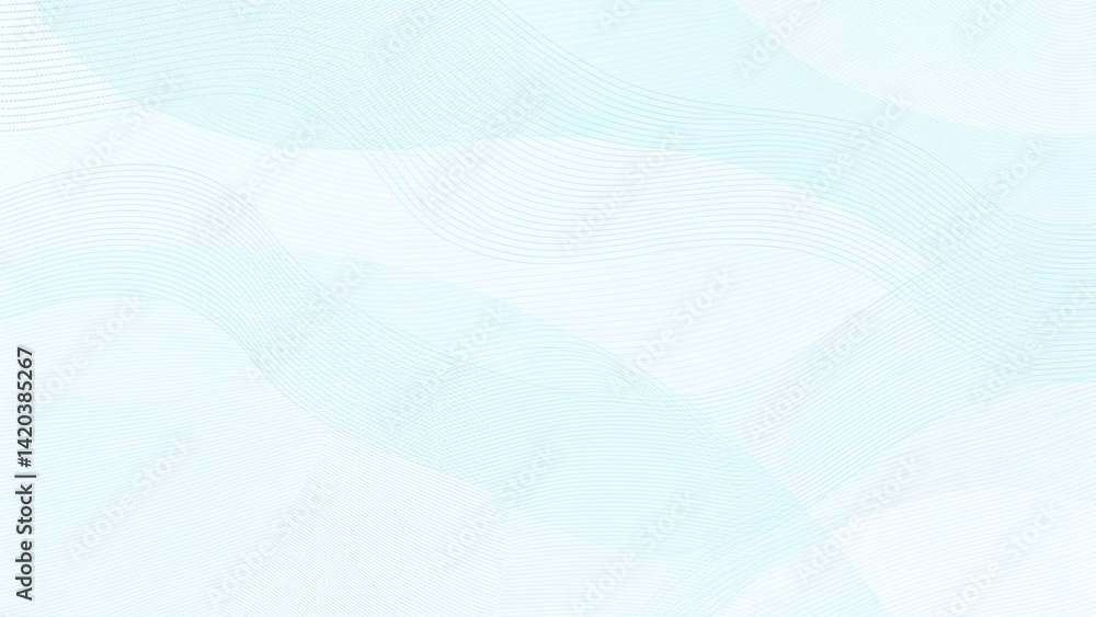 Poster light blue, cyan waves. sea, streaming water concept. flowing subtle curves. line art pattern. techn