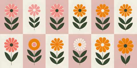 set of flowers