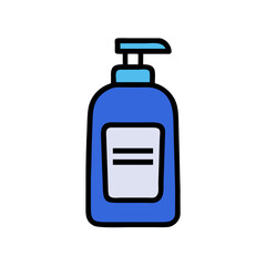 Cartoon Blue Lotion Bottle with Dispenser on Black
