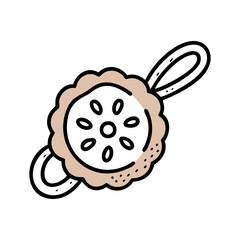 Cute Hand-Drawn Floral Element on Black Background Illustration