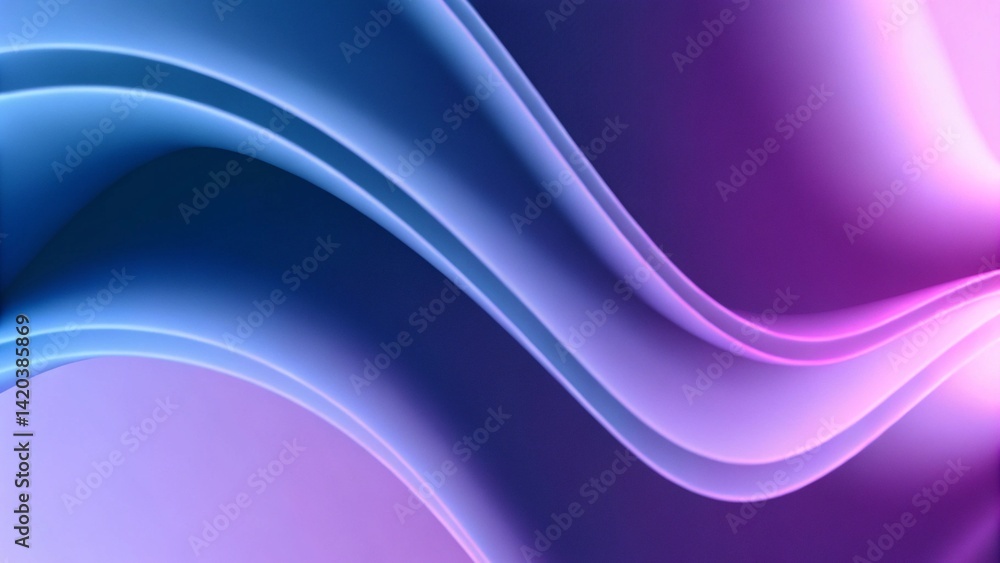 Aufkleber Minimalistic abstract background with blue violet 3d waves. Banner with purple soft wavy embossed texture. Horizontal poster with copy space for text. Design digital frequency for background