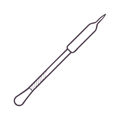 Purple line drawing of soldering iron on black