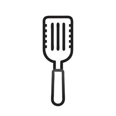 Spatula icon on black background, kitchen utensil illustration