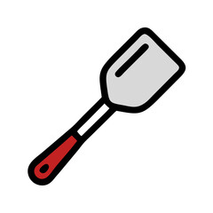 Modern spatula graphic, kitchen tool on black background