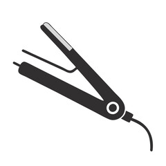 Gray Hair Straightener Icon on a Black Background
