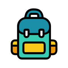 Colorful Cartoon Backpack Icon on Black Background