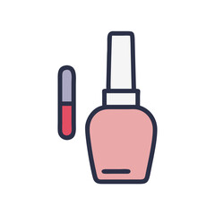 Nail polish bottle and applicator icon illustration