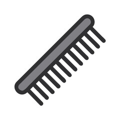 Grey Comb Illustration, Hair Styling, Grooming on Black