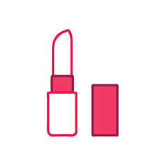 Modern pink lipstick icon isolated on black background