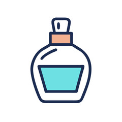 Elegant minimalist perfume bottle icon on black background