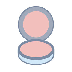 Cosmetic powder compact, open, light pink color icon