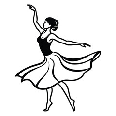 Obraz premium Elegant Ballroom Dance Couple Silhouette Vector Art