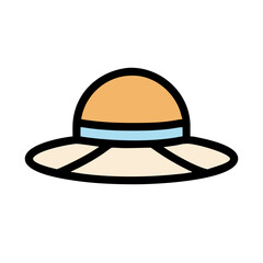 Stylish Summer Straw Hat Vector Illustration on Black