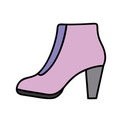 Pink heeled ankle boot on black background illustration