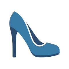 Elegant blue high heel shoe on black background