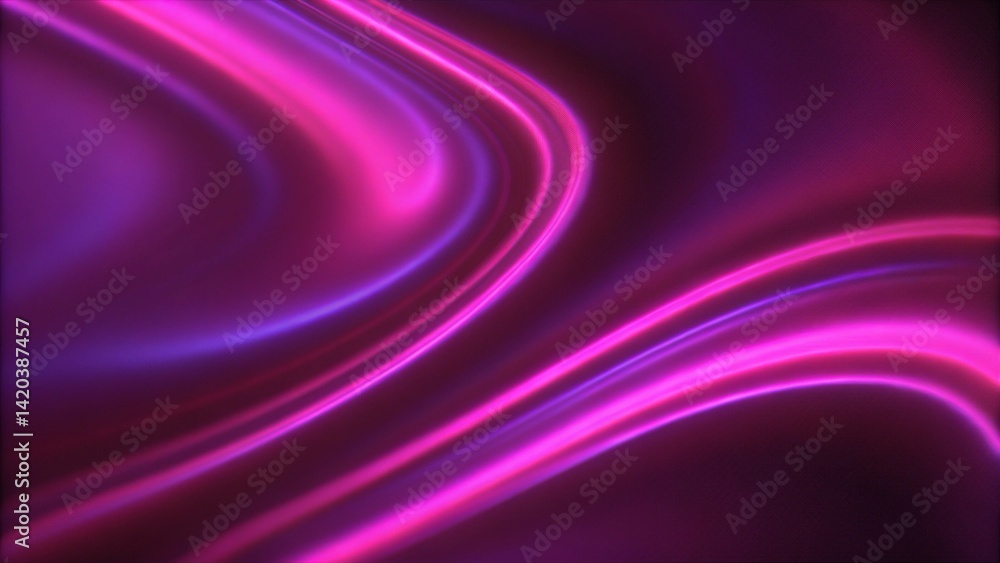 Aufkleber neon light motion. glowing wave. blur luminous purple pink color gradient curve lines trail on dark 