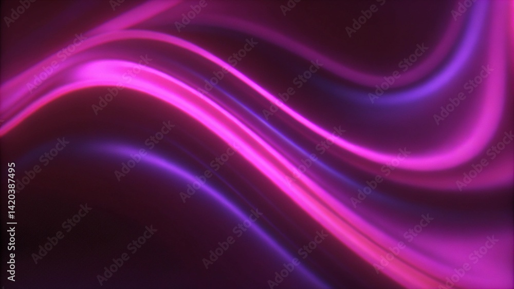 Poster neon light motion. glowing wave. blur luminous purple pink color gradient curve lines trail on dark 
