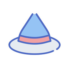 Stylized Cartoon Witch Hat, Isolated on Black Background