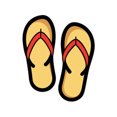 Cartoon Summer Flip Flops Isolated on Black Background