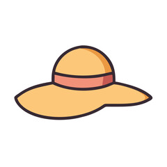 Summer Beach Hat Icon on Black Background Vector