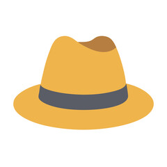 Flat Illustration of a Yellow Fedora Hat on Black