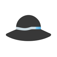 Elegant Gray Hat With Blue Band Against Black Backdrop