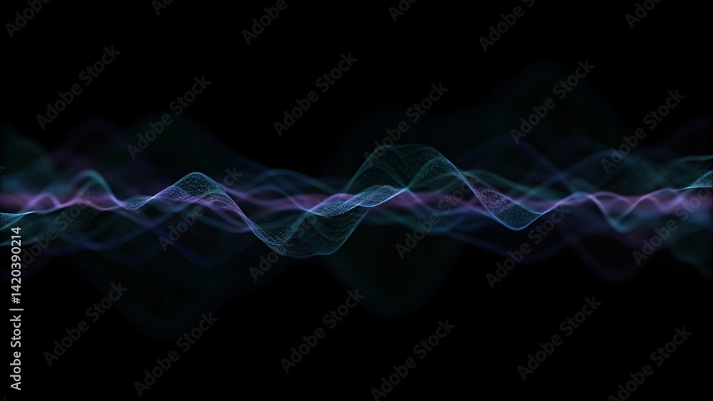 Aufkleber Sound wave purple wave abstract technology background. Purple background gradient color soundwave, digital frequency pattern, futuristic light line, modern data visualization backdrop