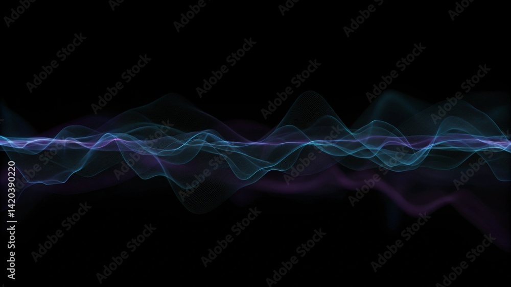 Aufkleber Sound wave purple wave abstract technology background. Purple background gradient color soundwave, digital frequency pattern, futuristic light line, modern data visualization backdrop