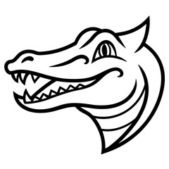 Simple alligator head line art logo design
