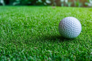 Obraz premium Golf Ball on Lush Green Grass Fairway