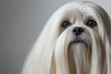 Young Lhasa Apso Portrait: Furry Friend on a White Background