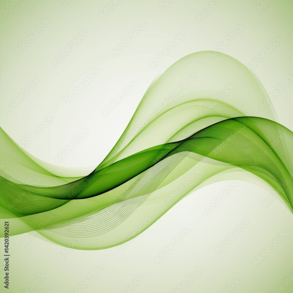 Poster flowing green waves create a serene and abstract background perfect for modern design projects
