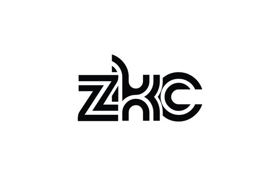 ZKC Creative Unique Modern Letter Logo Design. Stylized logo featuring a unique letter design, presenting abstract minimalist aesthetics and modern appeal.