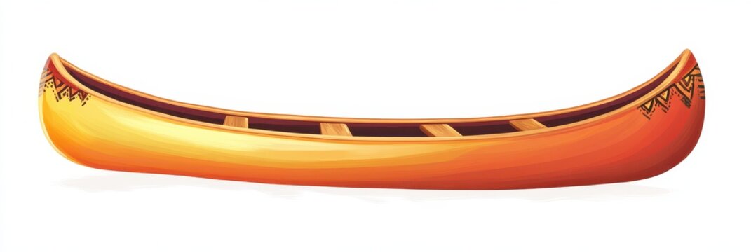 Native American Canoe. Isolated Indian Canoe Illustration on White Background for Transportation Concept