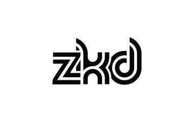 Fototapeta premium ZKD Creative Unique Modern Letter Logo Design. Stylized logo featuring a unique letter design, presenting abstract minimalist aesthetics and modern appeal.