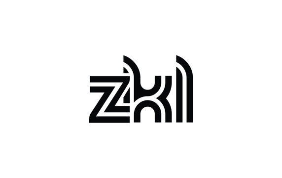 ZKL Creative Unique Modern Letter Logo Design. Stylized logo featuring a unique letter design, presenting abstract minimalist aesthetics and modern appeal.
