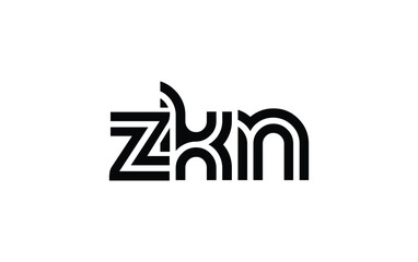 ZKN Creative Unique Modern Letter Logo Design. Stylized logo featuring a unique letter design, presenting abstract minimalist aesthetics and modern appeal.