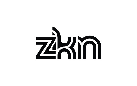 ZKN Creative Unique Modern Letter Logo Design. Stylized logo featuring a unique letter design, presenting abstract minimalist aesthetics and modern appeal.