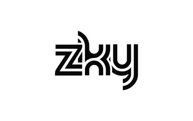 ZKY Creative Unique Modern Letter Logo Design. Stylized logo featuring a unique letter design, presenting abstract minimalist aesthetics and modern appeal.