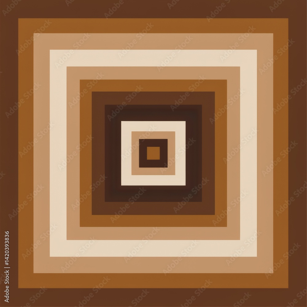 Poster abstract concentric squares in shades of brown creating a warm, textured background for artistic use