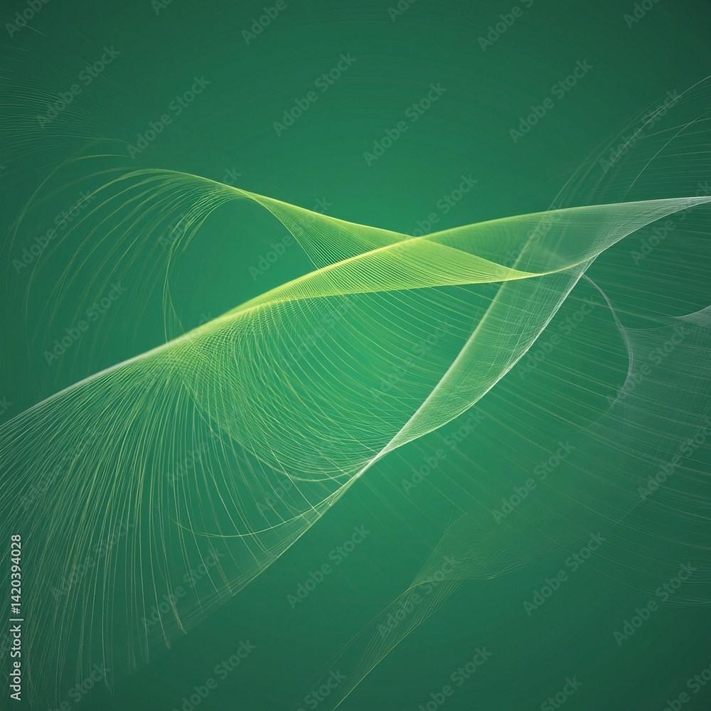 Aufkleber dynamic green abstraction showcasing fluid lines and soft curves creating a mesmerizing background e