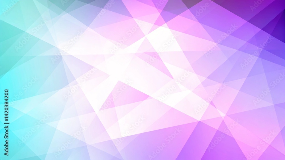 Poster Abstract background of straight intersecting lines and polygons in light blue and purple colors, futuristic digital network design with modern geometric shapes and soft gradient effects